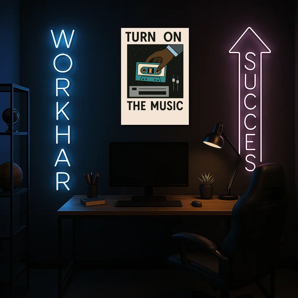 Turn On The Music Retro Cassette Tape Art – Wall Art