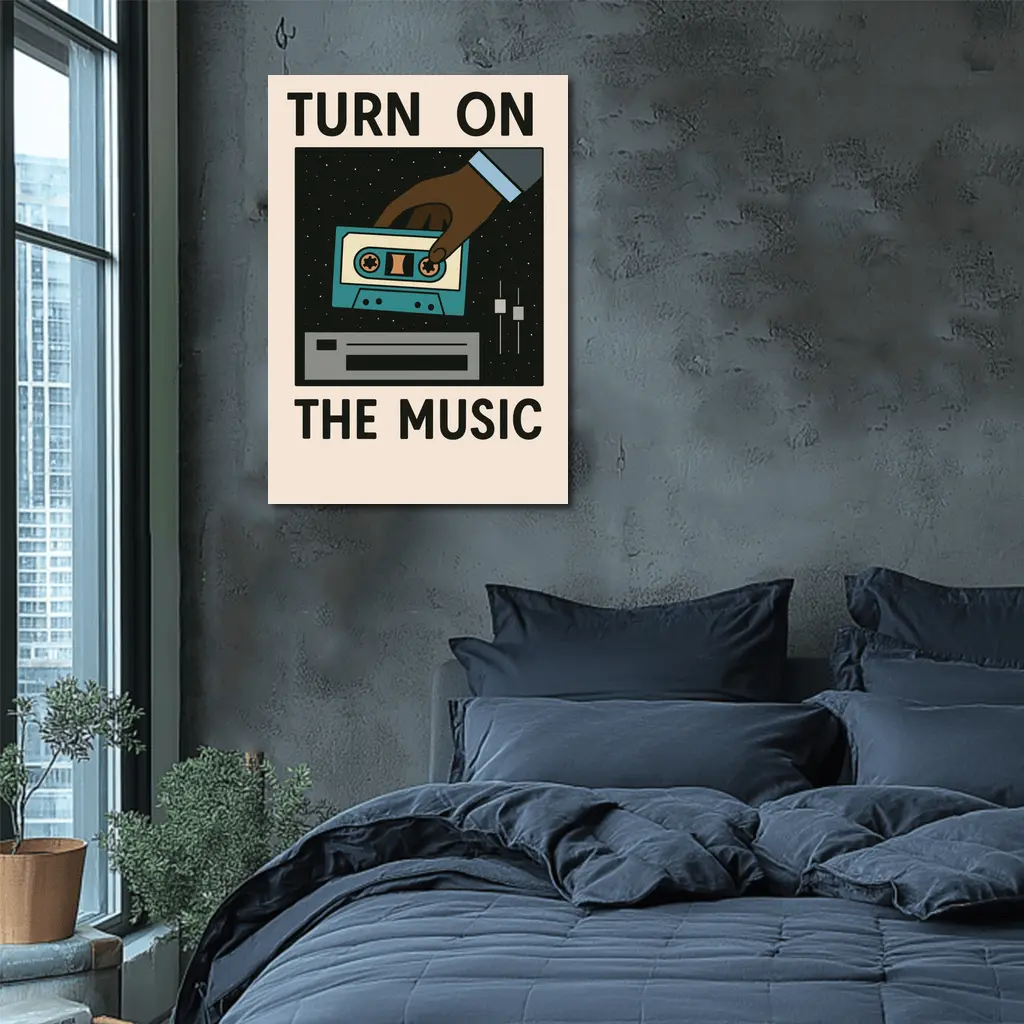 Turn On The Music Retro Cassette Tape Art – Wall Art