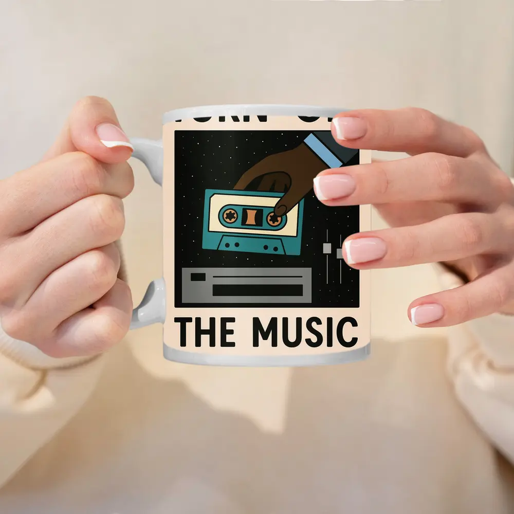 Turn On The Music Retro Cassette Tape Art – Mugs