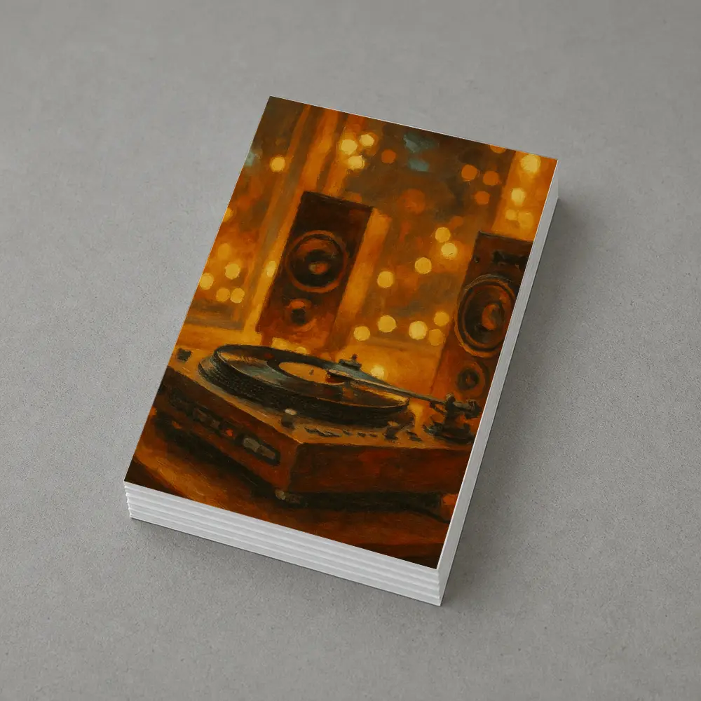 Vinyl Record Player Oil Painting Warm Bokeh – Postcards
