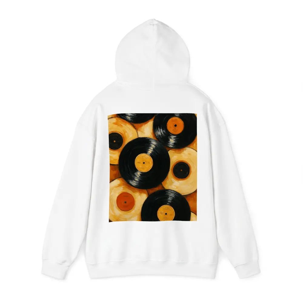 Vinyl Records Oil Painting Orange Background – Hoodies