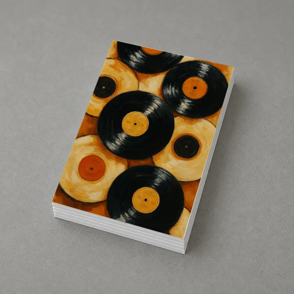 Vinyl Records Oil Painting Orange Background – Postcards