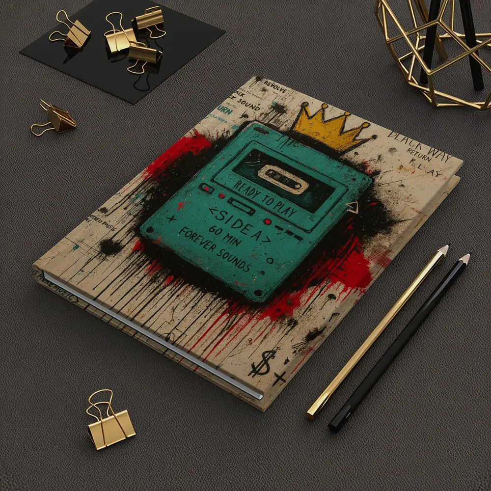 Teal Cassette Player Crown Graffiti Street Art – Notebooks