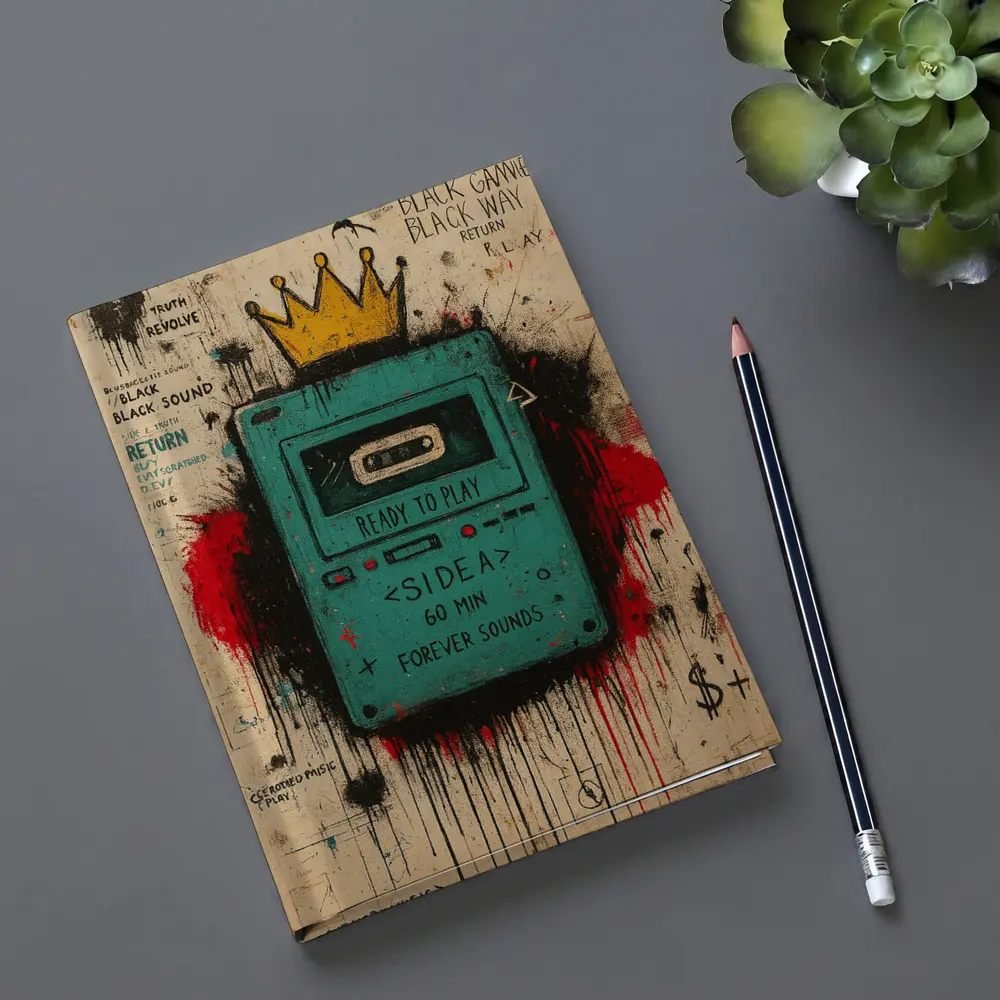 Teal Cassette Player Crown Graffiti Street Art – Notebooks