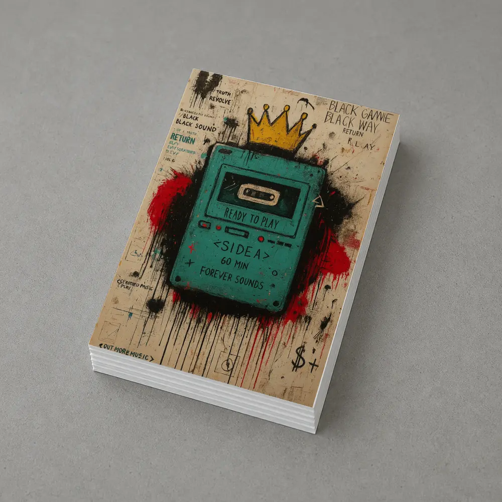 Teal Cassette Player Crown Graffiti Street Art – Postcards