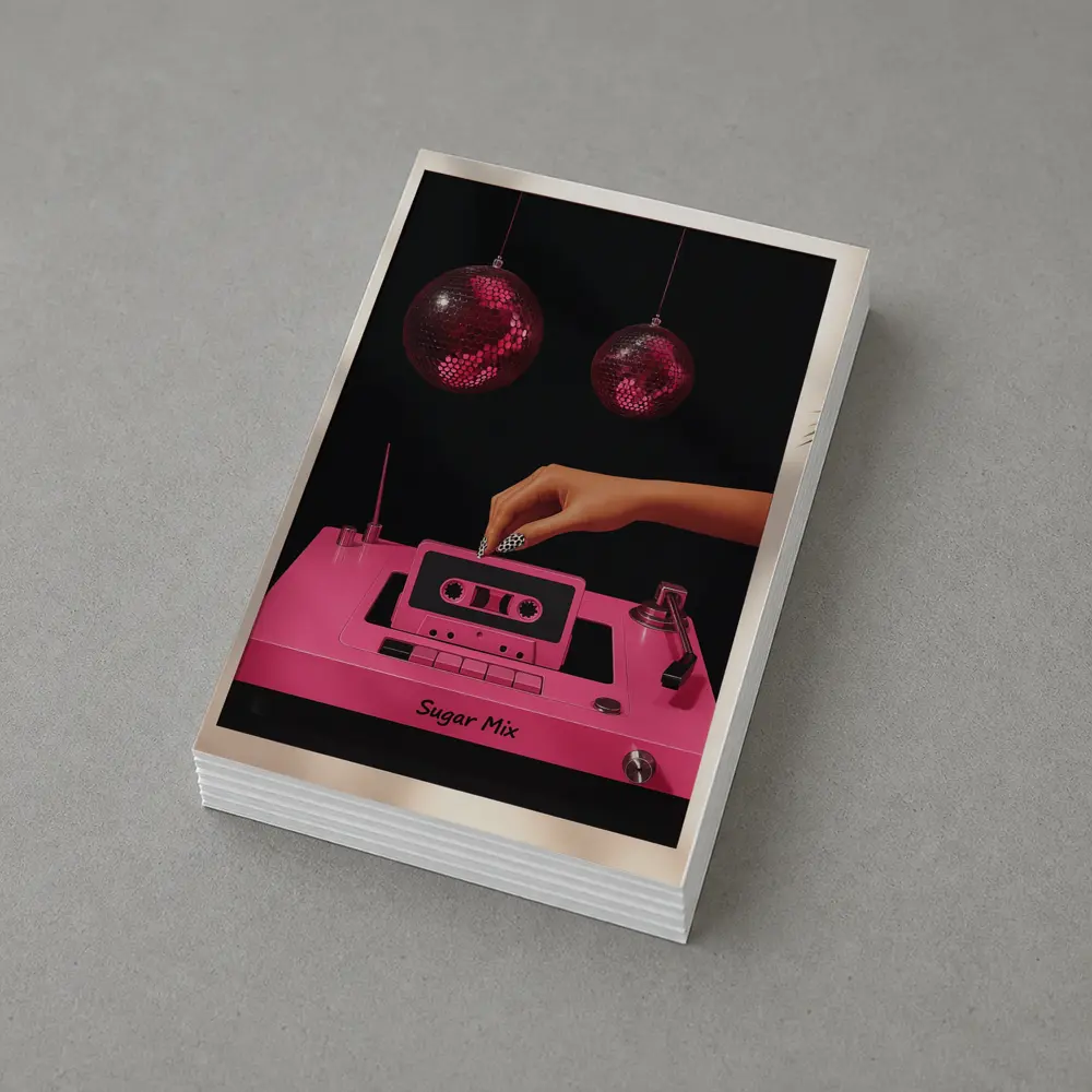 Pink Cassette Tape Disco Ball Retro Art – Postcards