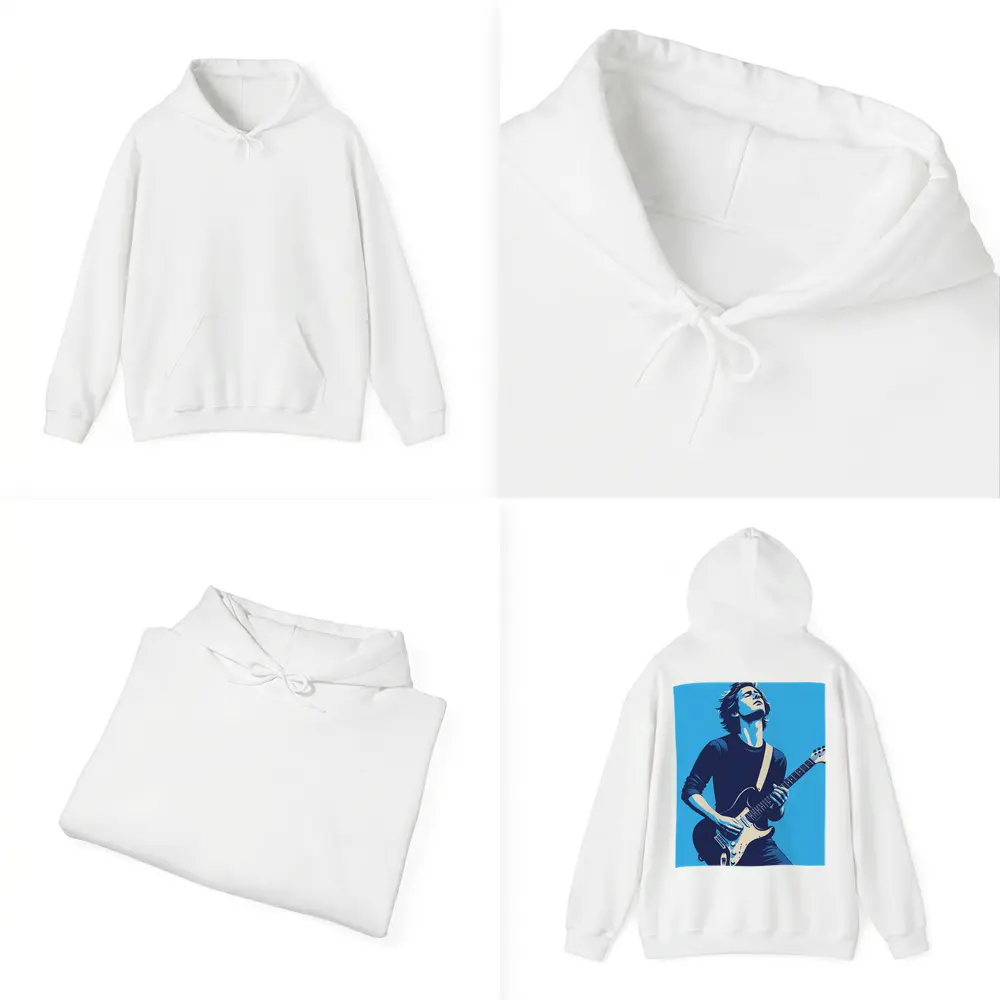 Guitarist Playing Electric Guitar Blue Pop Art – Hoodies