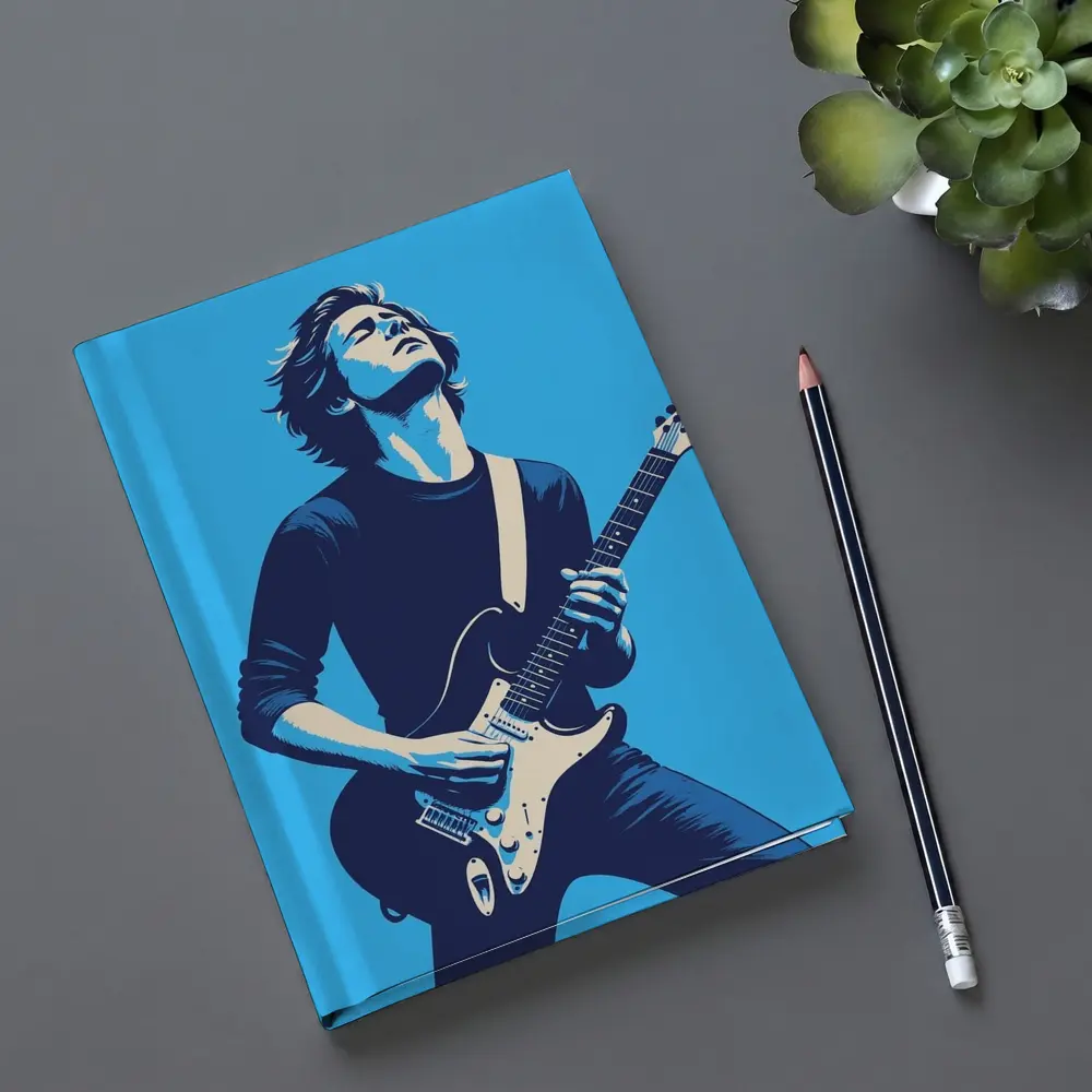 Guitarist Playing Electric Guitar Blue Pop Art – Notebooks