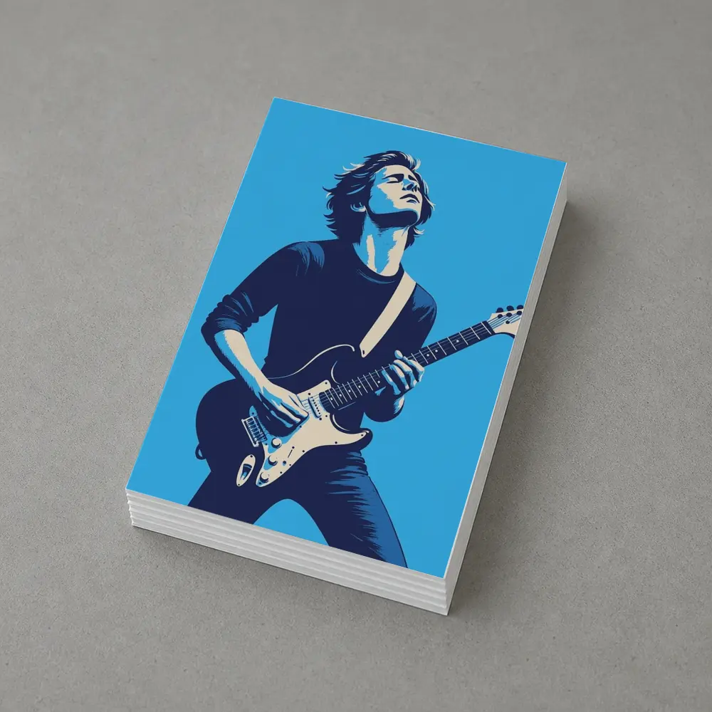 Guitarist Playing Electric Guitar Blue Pop Art – Postcards