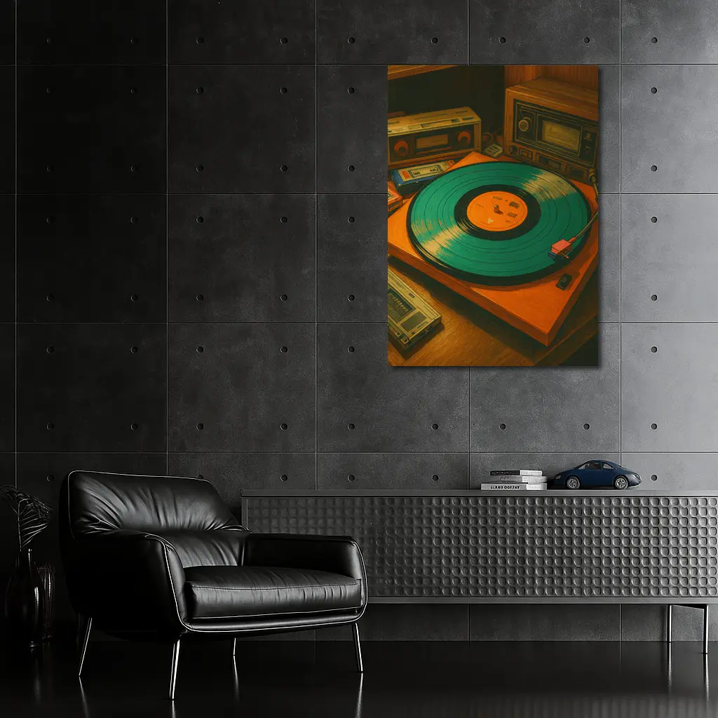 Retro Turntable Vinyl Record Warm Studio – Wall Art