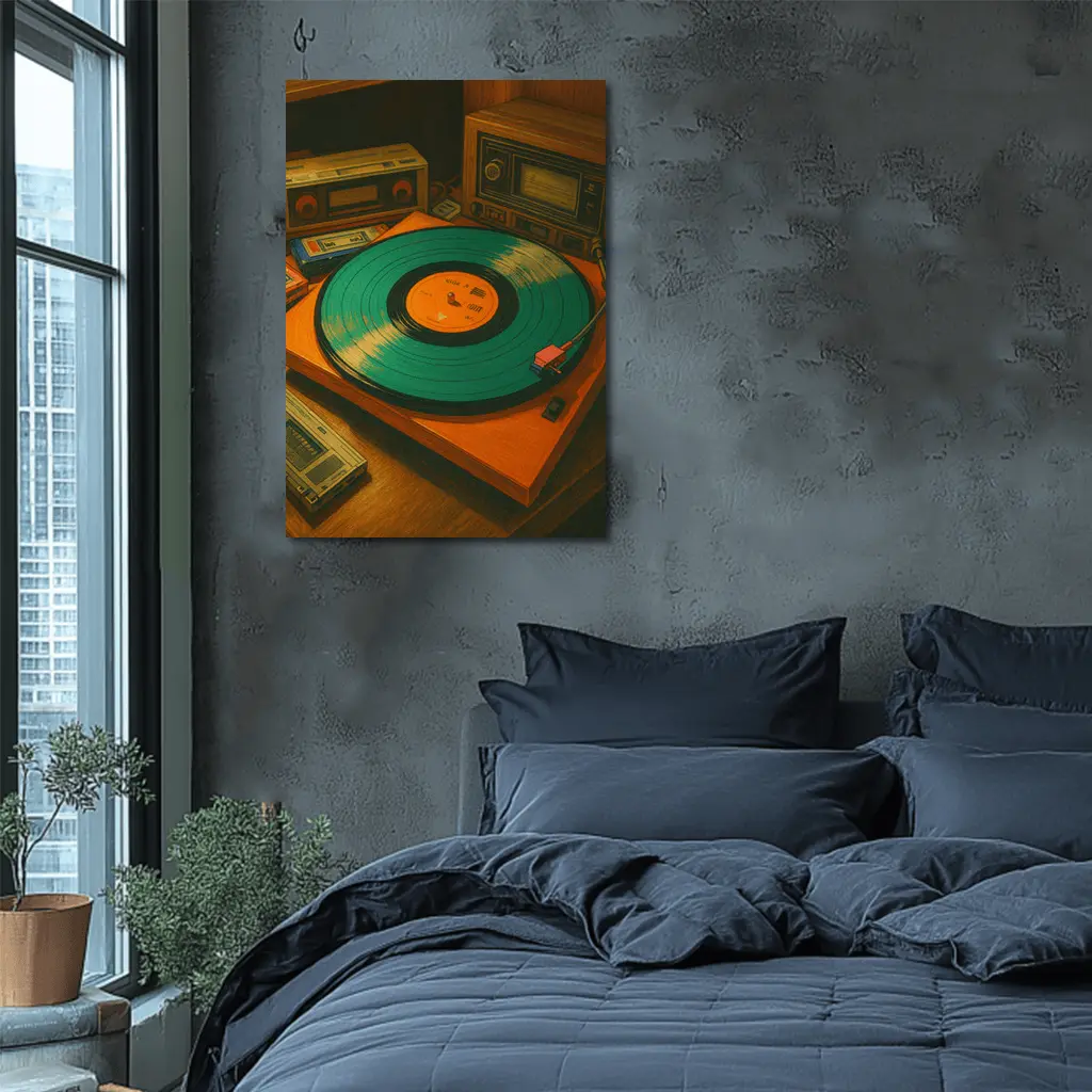Retro Turntable Vinyl Record Warm Studio – Wall Art