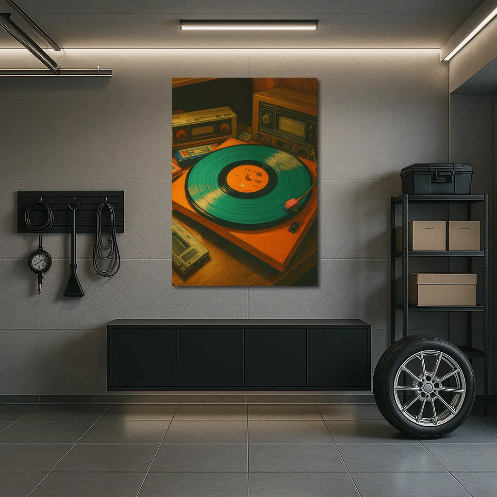 Retro Turntable Vinyl Record Warm Studio – Wall Art