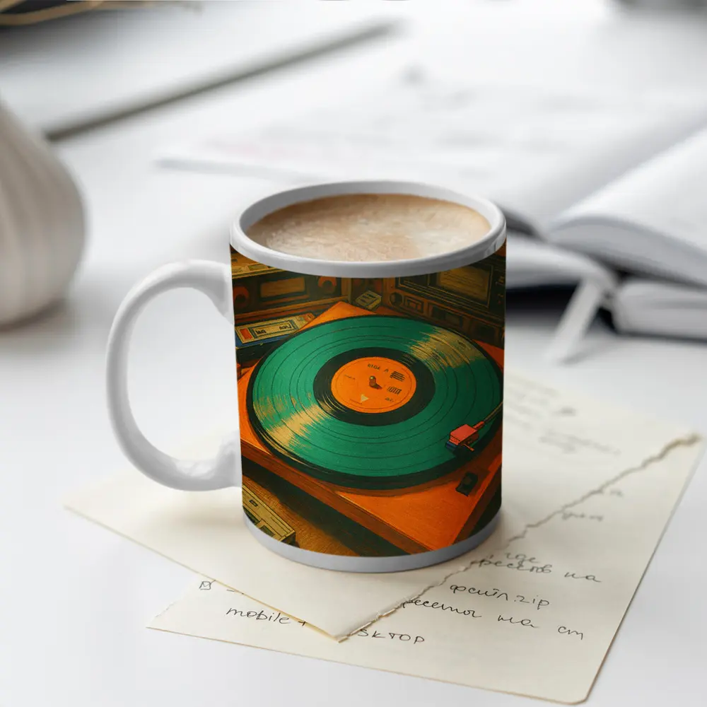 Retro Turntable Vinyl Record Warm Studio – Mugs