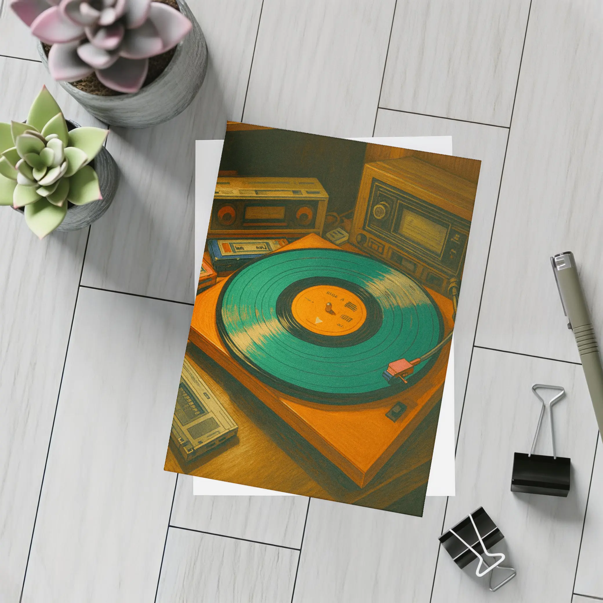Retro Turntable Vinyl Record Warm Studio – Postcards