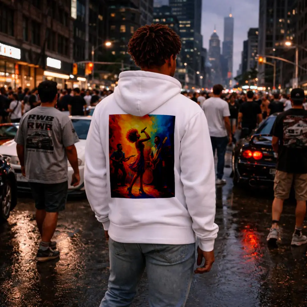 Live Band Performance Oil Painting Bold Colors – Hoodies