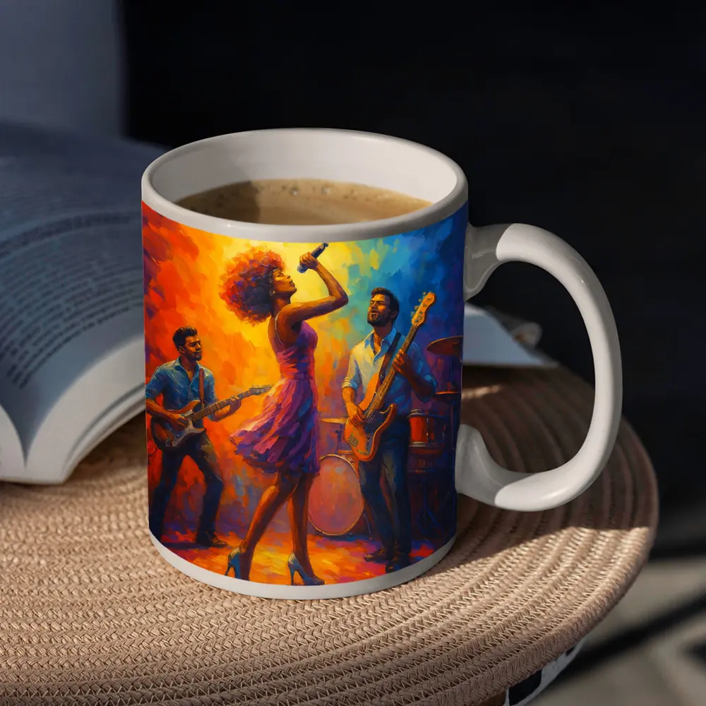 Live Band Performance Oil Painting Bold Colors – Mugs
