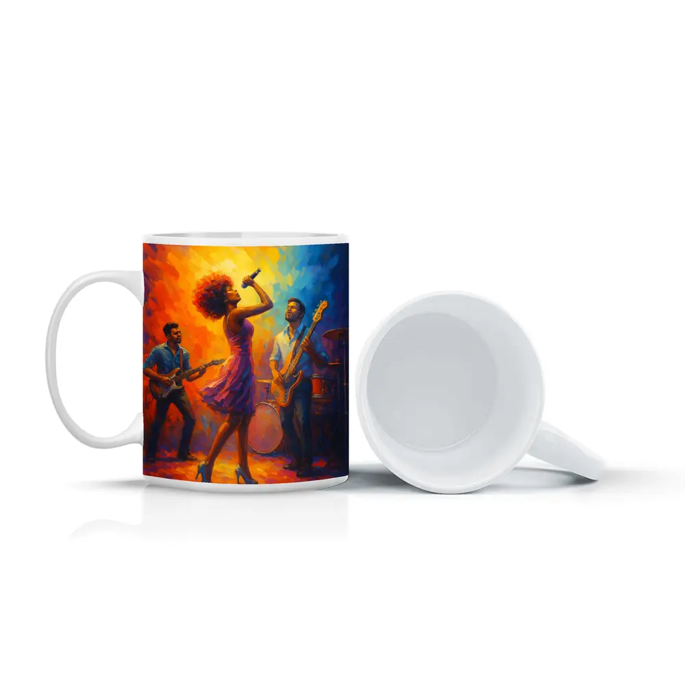 Live Band Performance Oil Painting Bold Colors – Mugs