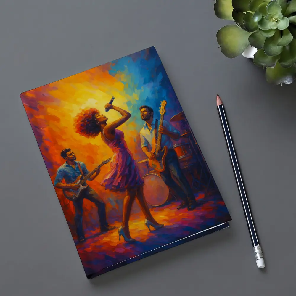 Live Band Performance Oil Painting Bold Colors – Notebooks