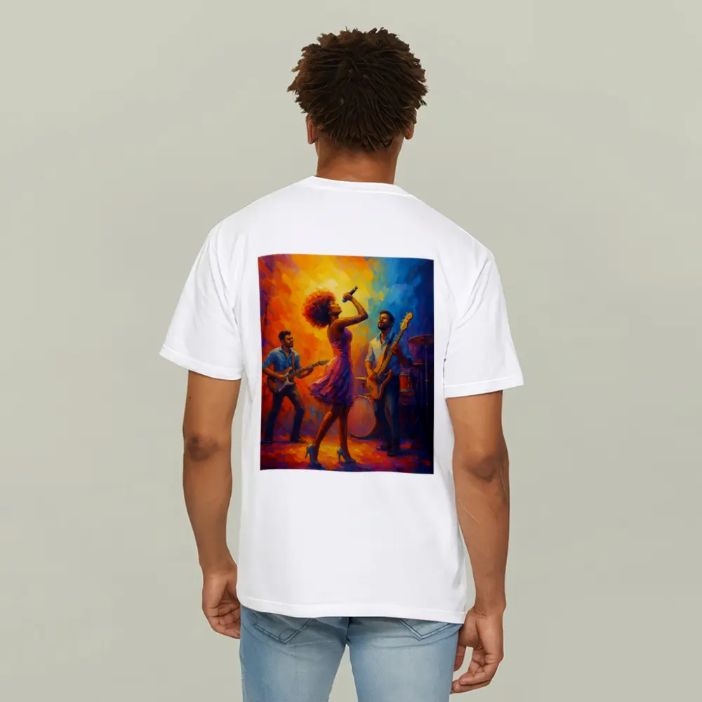 Live Band Performance Oil Painting Bold Colors – T-Shirts
