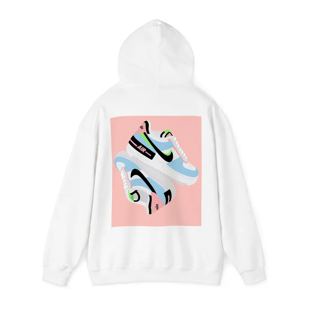 Nike Air Force One Sneaker Illustration Pink Background – Hoodies