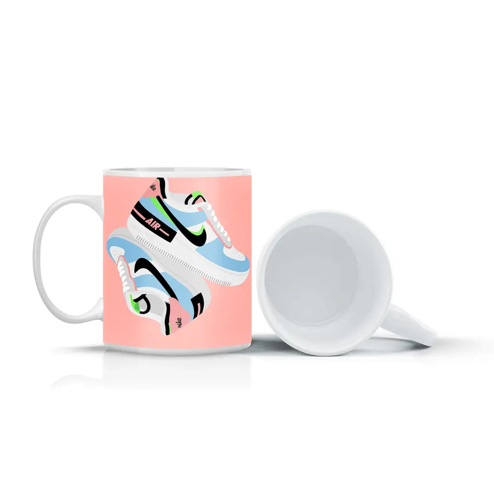 Nike Air Force One Sneaker Illustration Pink Background – Mugs