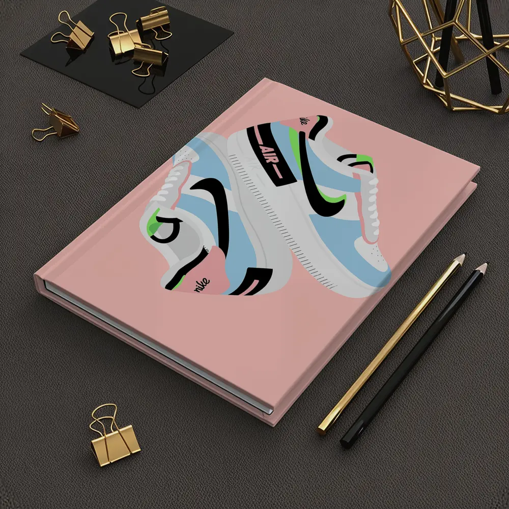 Nike Air Force One Sneaker Illustration Pink Background – Notebooks