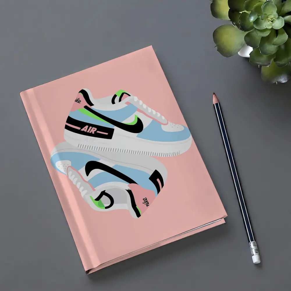 Nike Air Force One Sneaker Illustration Pink Background – Notebooks