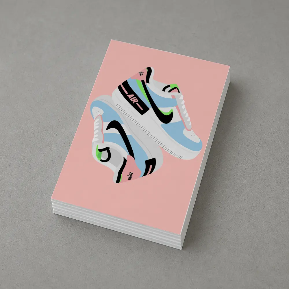 Nike Air Force One Sneaker Illustration Pink Background – Postcards