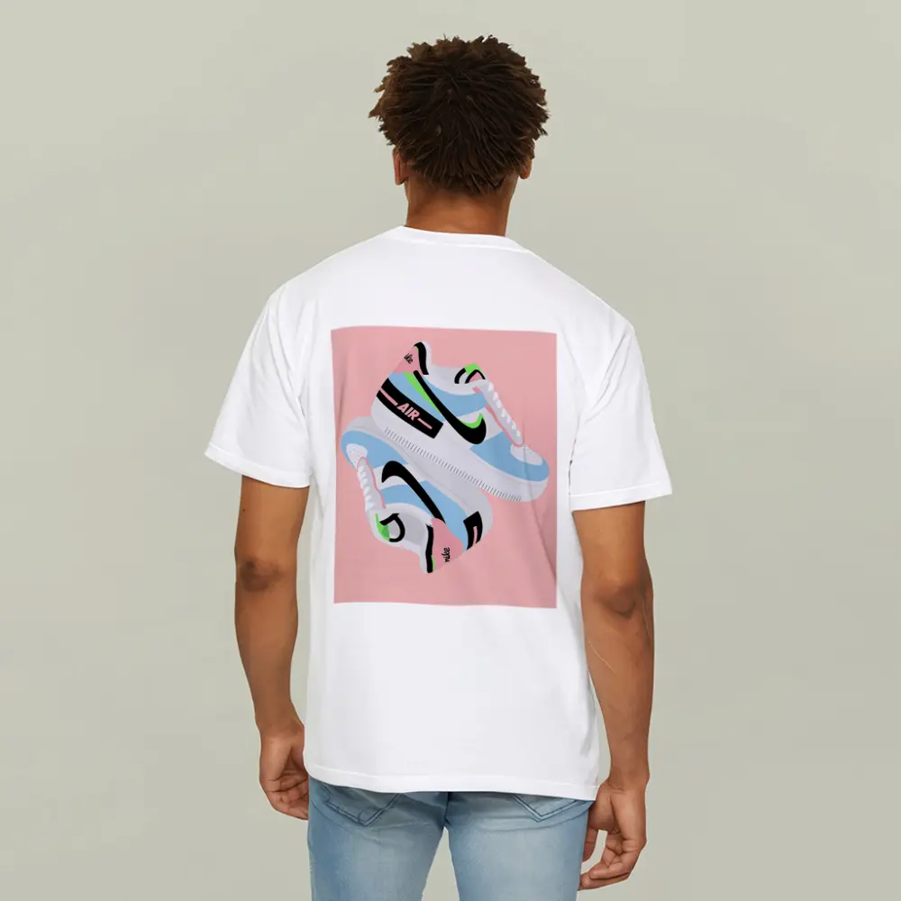 Nike Air Force One Sneaker Illustration Pink Background – T-Shirts
