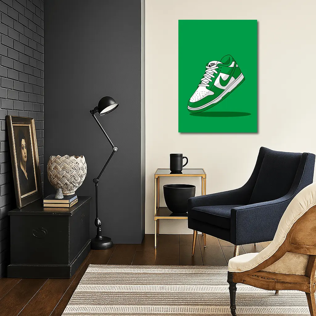 Nike Dunk Low Green White Sneaker Art – Wall Art