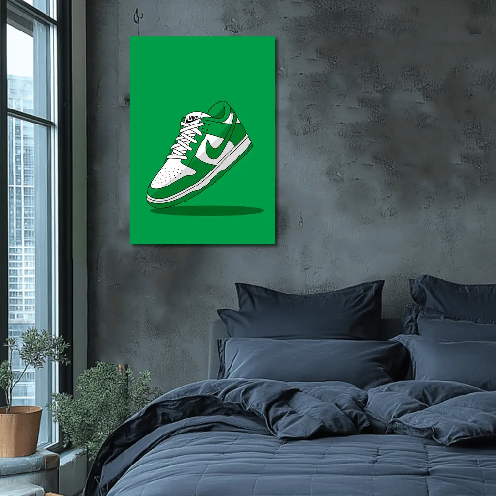 Nike Dunk Low Green White Sneaker Art – Wall Art