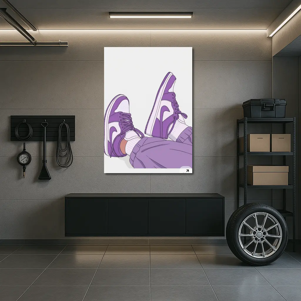Purple Nike Air Jordan One Sneakers Illustration – Wall Art