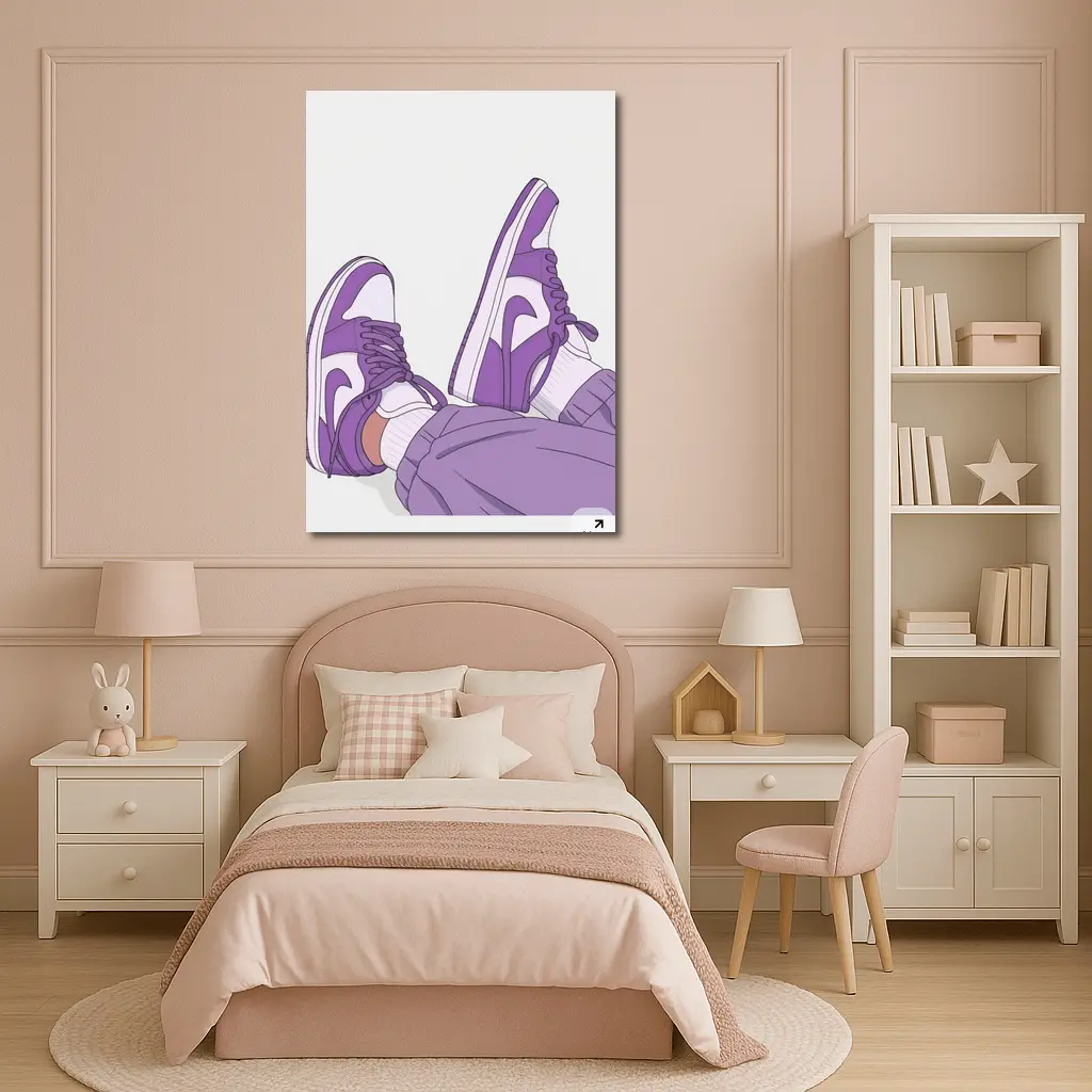 Purple Nike Air Jordan One Sneakers Illustration – Wall Art