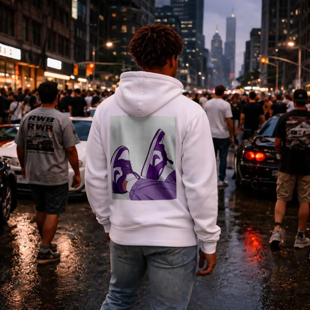Purple Nike Air Jordan One Sneakers Illustration – Hoodies