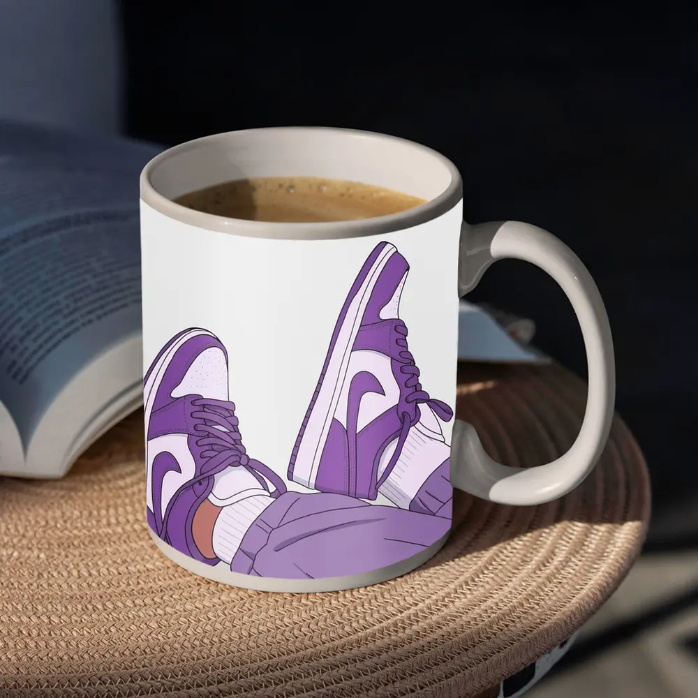 Purple Nike Air Jordan One Sneakers Illustration – Mugs
