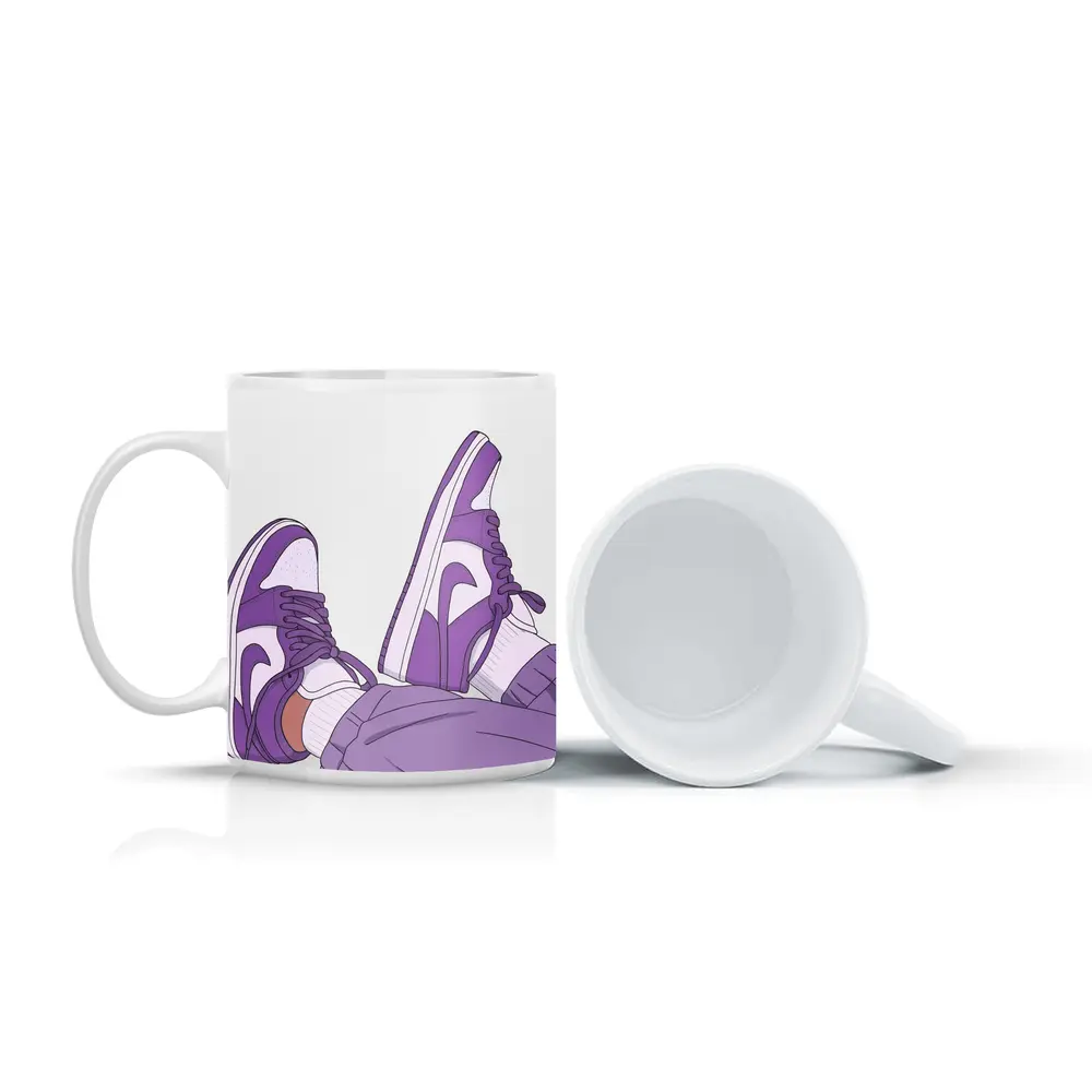 Purple Nike Air Jordan One Sneakers Illustration – Mugs