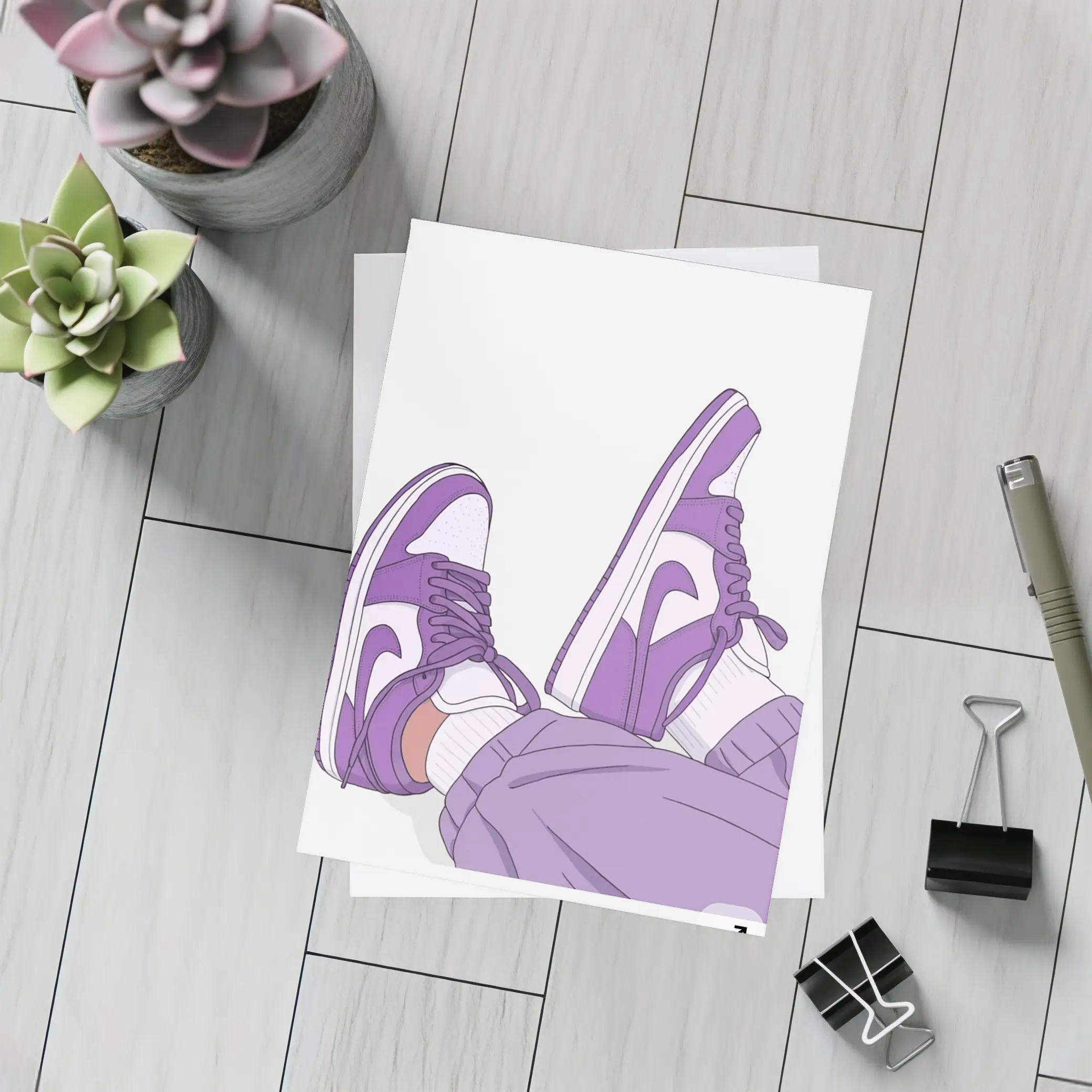 Purple Nike Air Jordan One Sneakers Illustration – Postcards
