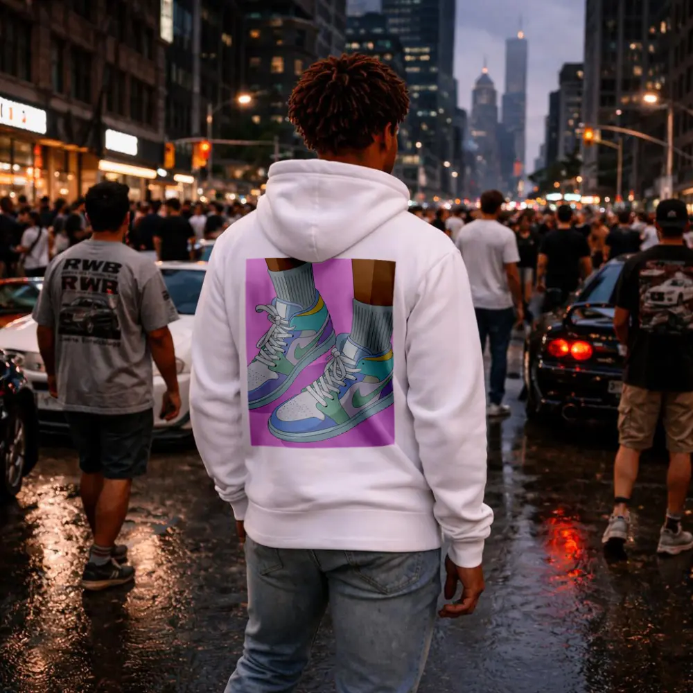 Pastel Jordan Sneakers Illustration Pink Background – Hoodies