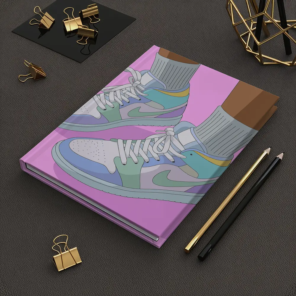 Pastel Jordan Sneakers Illustration Pink Background – Notebooks