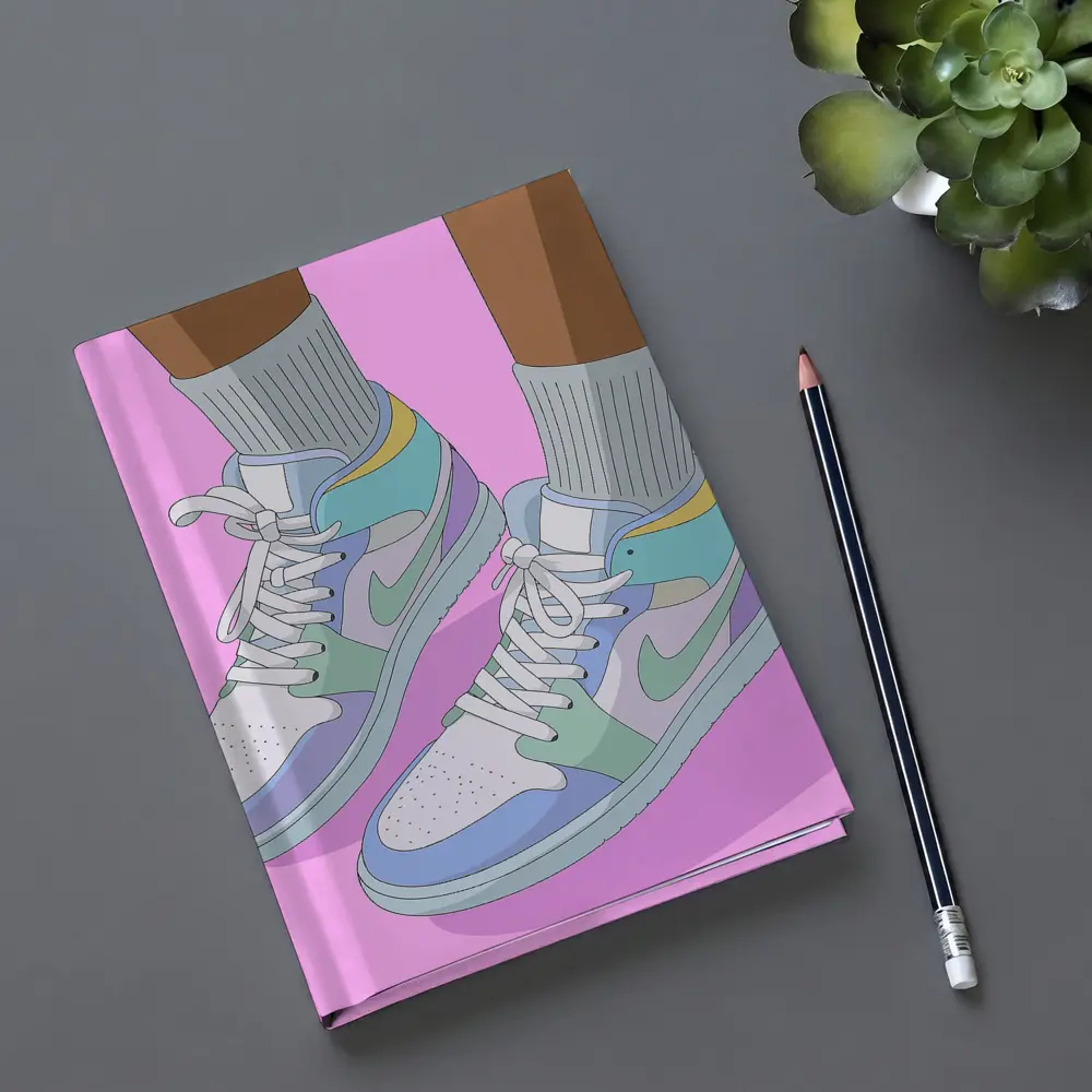 Pastel Jordan Sneakers Illustration Pink Background – Notebooks
