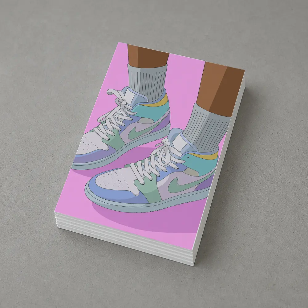 Pastel Jordan Sneakers Illustration Pink Background – Postcards
