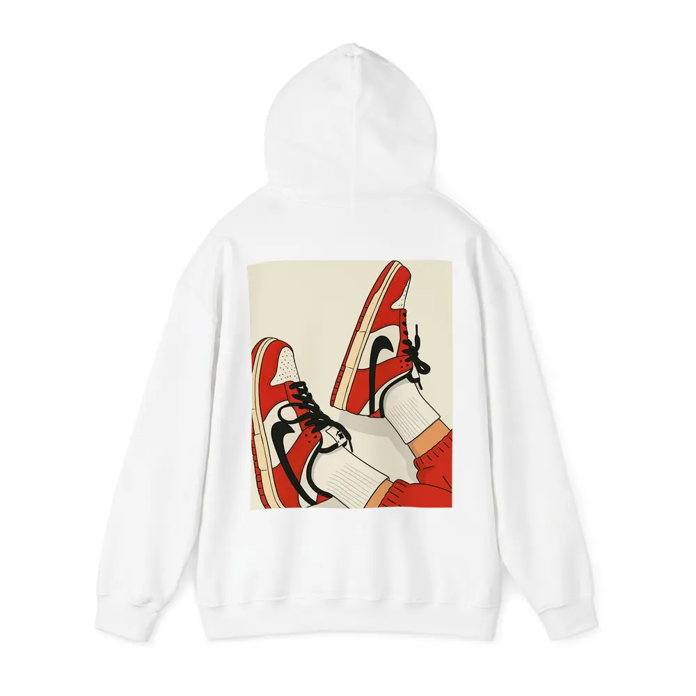 Red Nike Sneakers Flat Illustration Beige Background – Hoodies