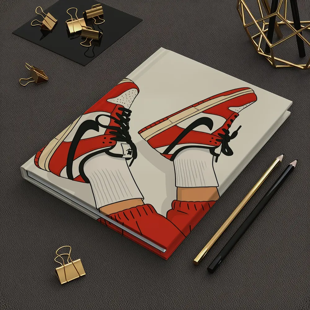 Red Nike Sneakers Flat Illustration Beige Background – Notebooks