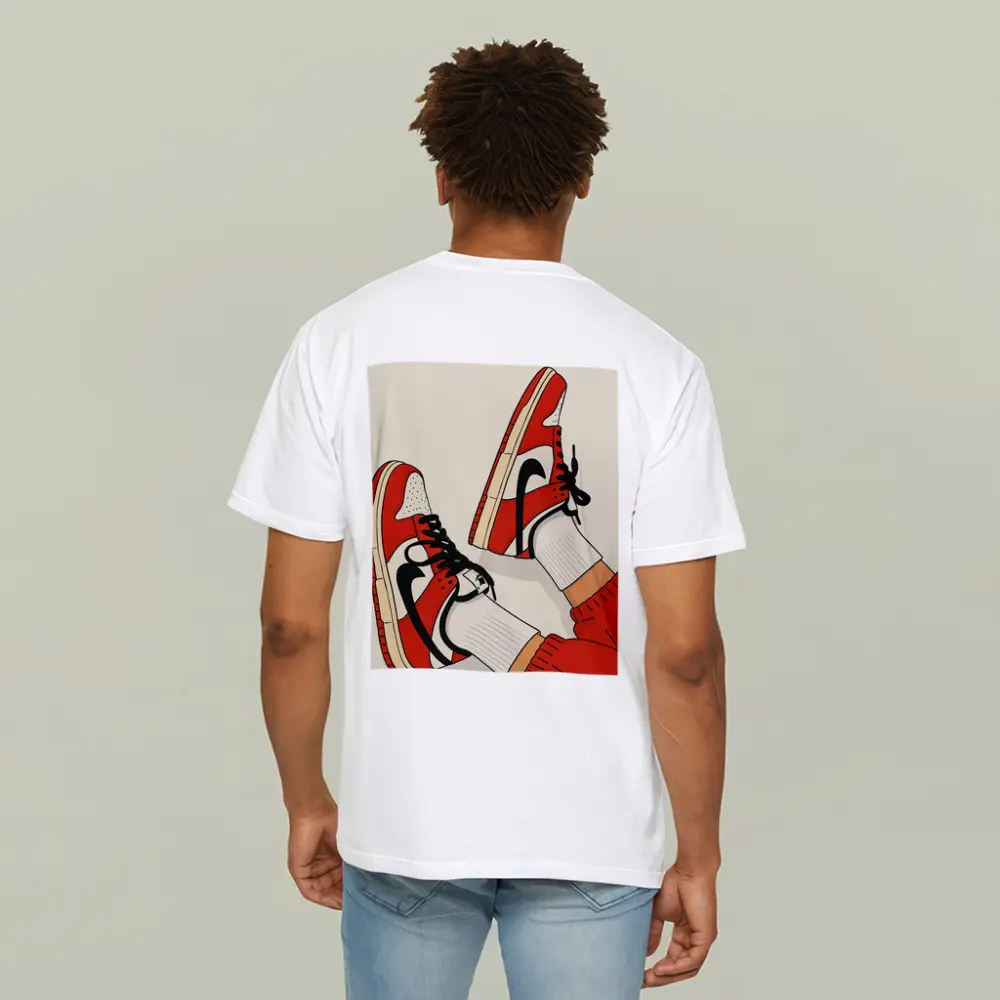 Red Nike Sneakers Flat Illustration Beige Background – T-Shirts