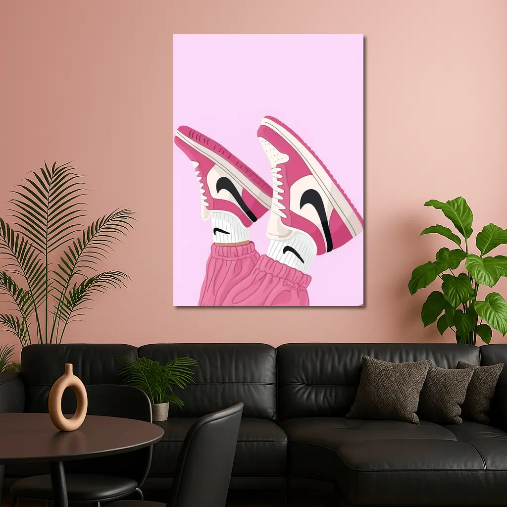 Pink Nike Air Jordan Sneakers Illustration – Wall Art