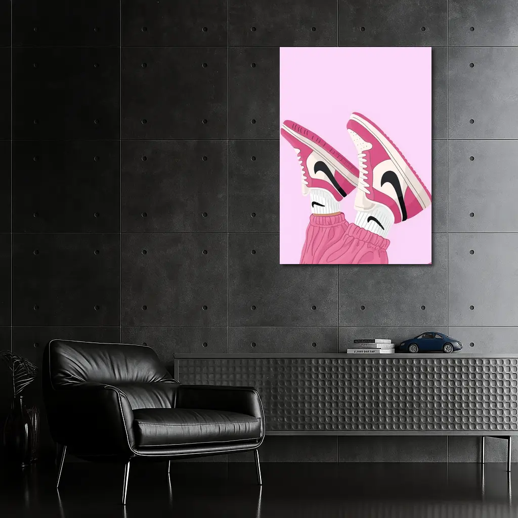 Pink Nike Air Jordan Sneakers Illustration – Wall Art