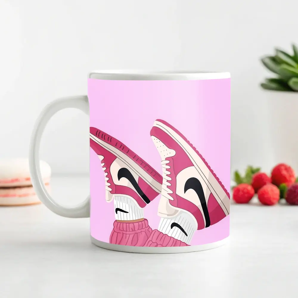 Pink Nike Air Jordan Sneakers Illustration – Mugs