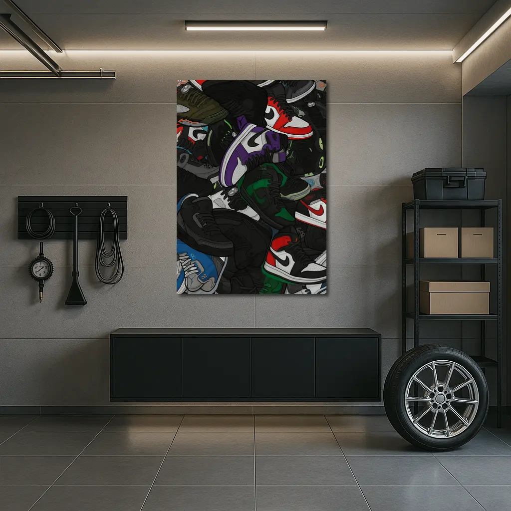 Air Jordan Sneakers Pile Cartoon Art – Wall Art