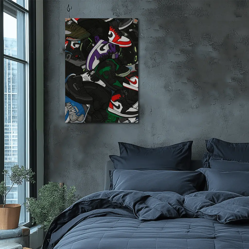 Air Jordan Sneakers Pile Cartoon Art – Wall Art