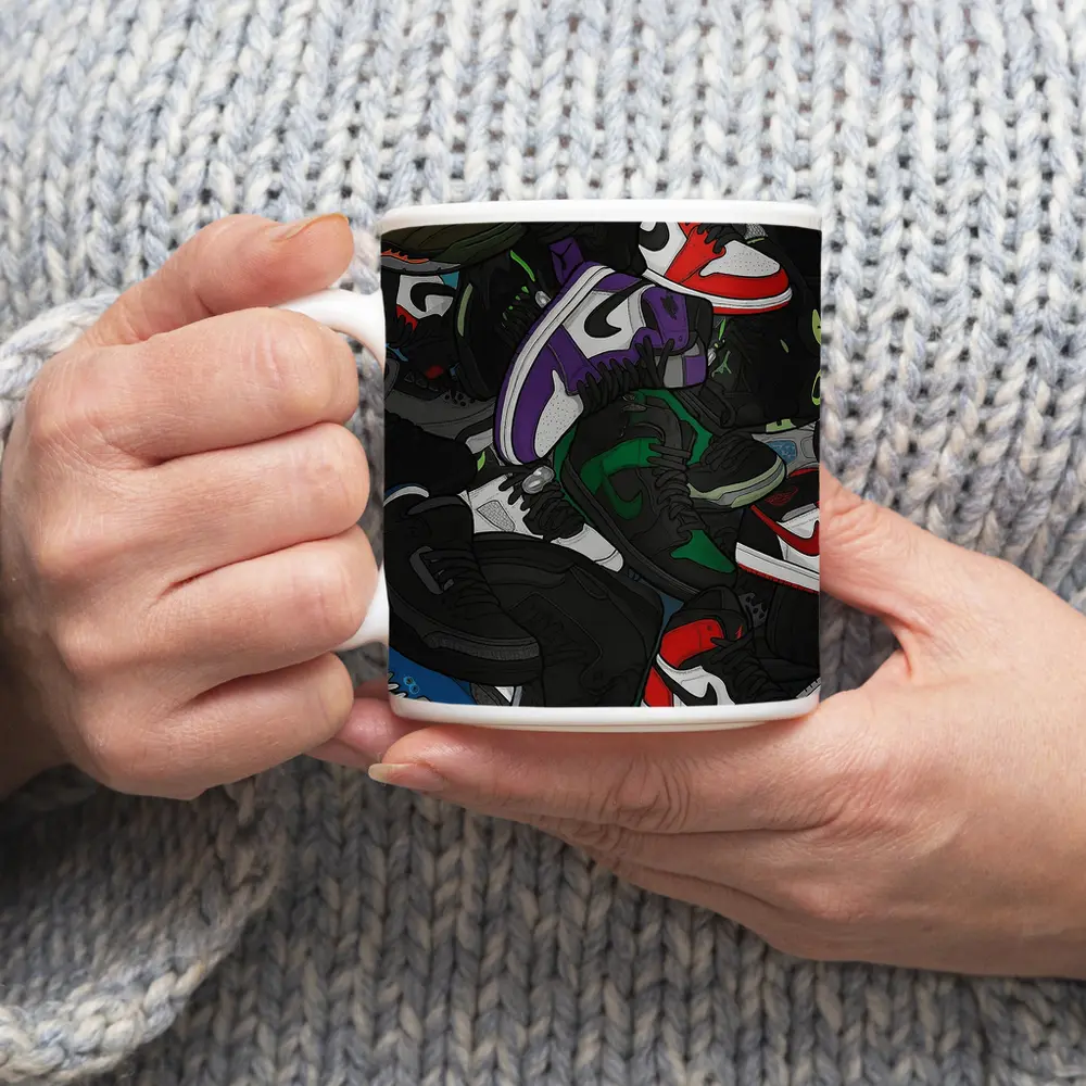 Air Jordan Sneakers Pile Cartoon Art – Mugs
